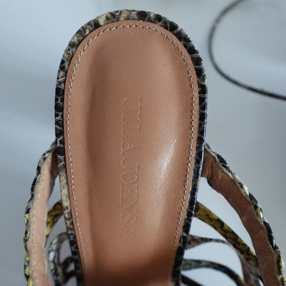 Ulla Johnson Rayna Snake-Print Leather Strappy Block Heel Sandals - Picture 9 of 13